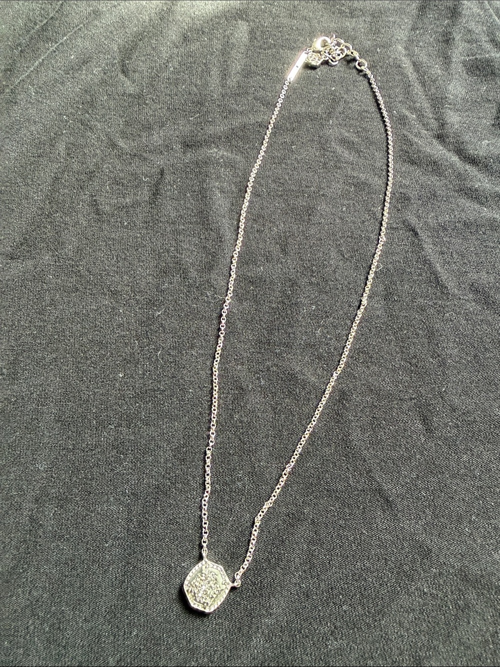 Kendra Scott Silver Hexagon Pavé Pendant Necklace